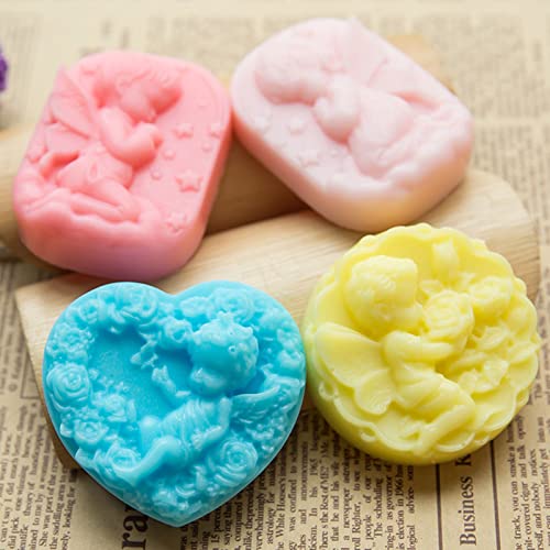 4 Holes Angel Baby Silicone Soap Mold Fairy Fondant Chocolate Candy Cake Decorating Baking Tools Silicone Candle Mold Polymer Clay Mould #TOP5