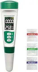 Medidor de pH, caneta digital para teste de pH 3 pós de calibração de pH Precisão de ±0,01 pH Tamanho de bolso, tela LCD para uso doméstico em água potável, piscinas e aquários