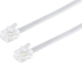 1aTTack.de 1 x RJ11 6/4 Male to RJ11 6/4 Male to 6/4 Male Telephone Cable 4 Wire Flat Cable White