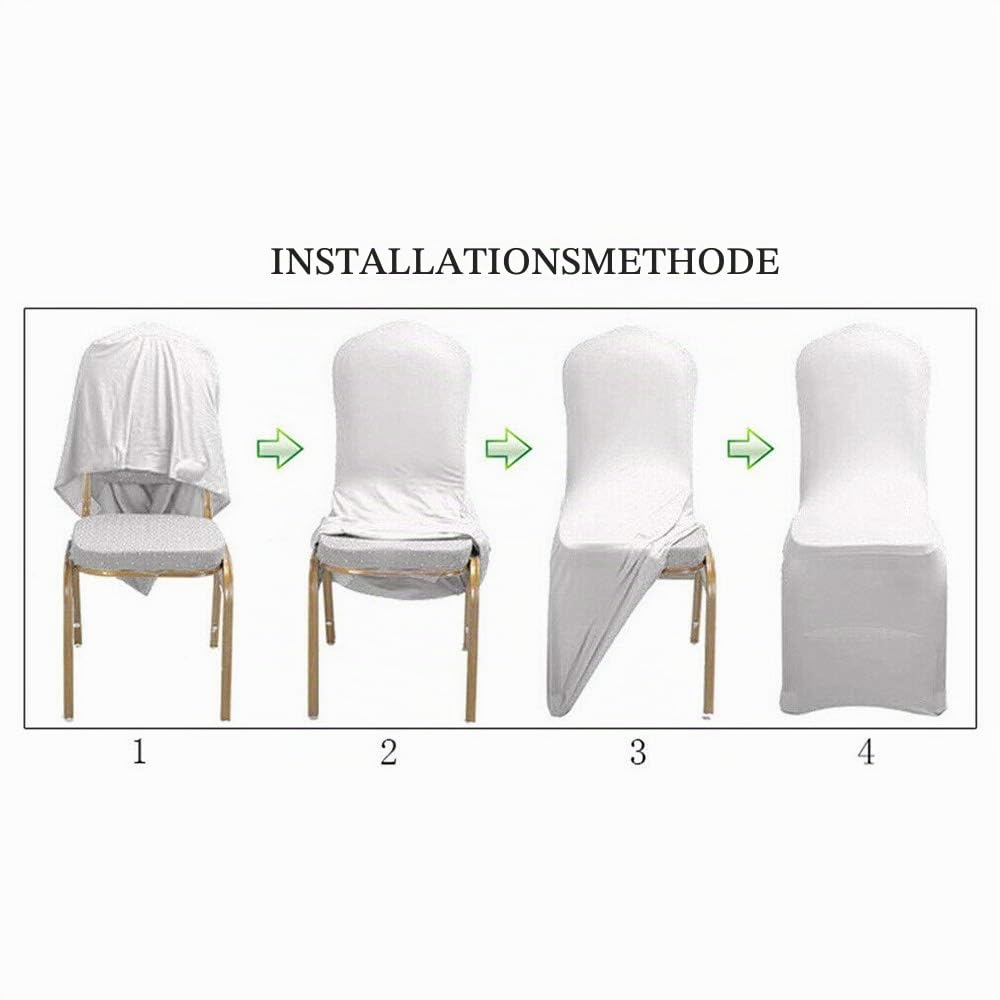50 Stück Universell Stuhlhussen Stretch Stuhl Husse Stuhlbezug Stuhlüberzug Hochzeit Dekoration Weiß