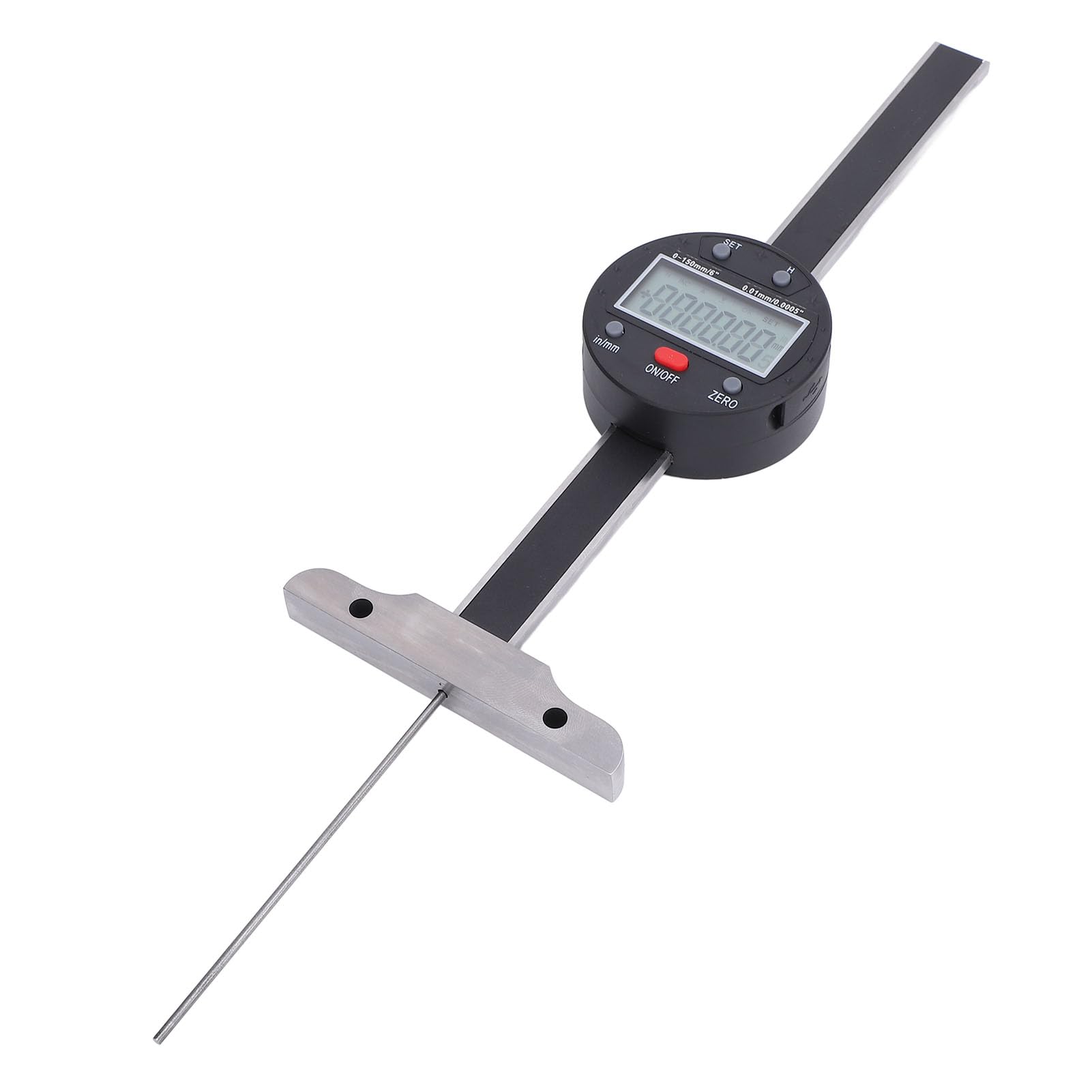 Medidor de Profundidad Digital, Micrómetro Electrónico de Profundidad de Precisión de 0-150 Mm 0,01 Mm, Instrumento de Medición con Transferencia de Datos USB y Pantalla LCD para Uso en