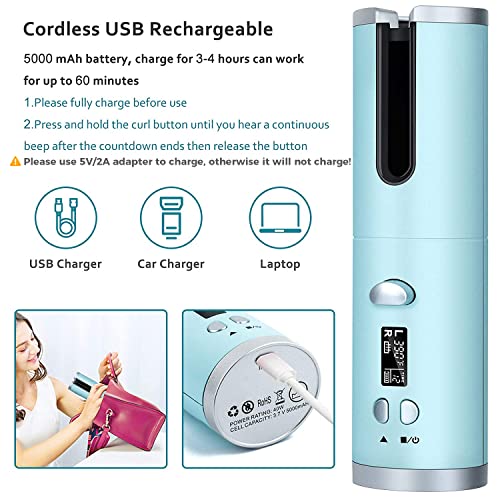 Unbound Cordless Automatic Hair Curler, Anti-Tangle Wireless Auto Curling Iron Wand,Portable Usb Rechargeable Spin Curler Ceramic Barrel Rotating For Long Hair,Fast Heating For Hair Styling #TOP3