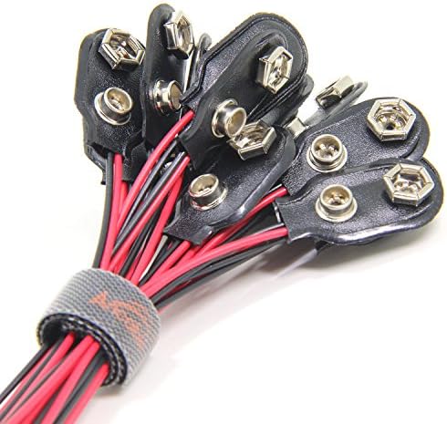 9V Battery Clip Connector 10 Pack, Ancable I-Type PP3 Battery Snap Connector Plastic Battery Snap With 150 mm Flying Leads