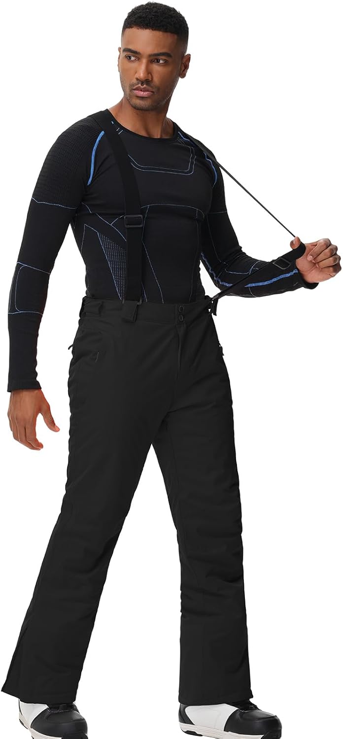 Men's Insulated Snow Pants Waterproof Ski Pant for Winter Hiking Bottom Leg Zipper Outdoor Pants Zipper Pockets - Image 2