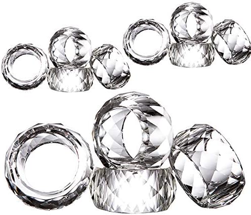 DONOUCLS Crystal Napkin Ring Holders - 2 Inch Set of 12, Table Party Wedding Set Christmas Decorations for Dinner