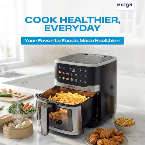 Image of Milton Steam Air Fryer Oven 6.5L, 2200W | Air Fry, Bake, Roast & Steam |Glass Window| 360 Rapid Air Circulation |10 Presets| Digital Touch Panel | Up to 90% Less Oil | Auto Shut-Off | 1 Year Warranty