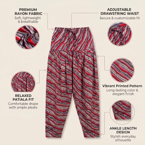 Image of FASHION GALLERY Women's Rayon Relaxed Fit Patiala Salwar with Full Length Drawstring Closure Type and Flexible Waist|Patiala Pant for Woman