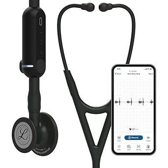 3M Littman CORE Digital Stethoscope, Black Chestpiece, Tube, Stem and Headset, 27 inch, 8480