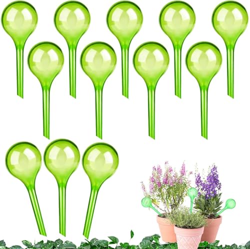 MITUMORMOR 12 palline di irrigazione per piante piccole, 13 x 5 cm, sfere di irrigazione automatiche, per piante in vaso, per irrigazione delle piante, in PVC, per ambienti e piante esterne