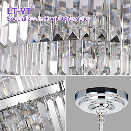 Crystal Chandeliers Modern Style Chrome 39 Inch & Lights Round Hanging Classic Pendant Ceiling Chandelier Lighting Fixture 7-Tier For Dining Room Living Room #TOP5