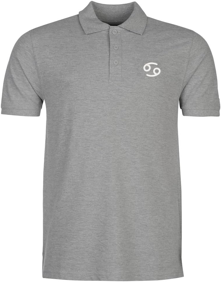 Mens Polo Shirts 3378 Cancer Zodiac Symbol Embroidered Short Sleeve Shirts