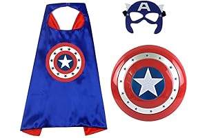 OMGOD Captain America Superhero Shield + Cape Cosplay Set for Kids