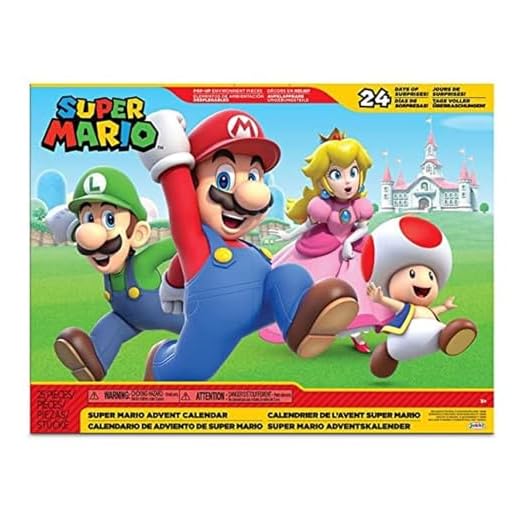 Nintendo Super Mario - Calendario de Adviento con Figuras Exclusivas 6 cm - 8 Figuras y 16 Accesorios - Juguete Niños 3 Años