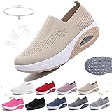 Tenis ortopédicos para mujer, cómodos zapatos de plataforma con parte inferior basculante, zapatos para caminar, con cojín de aire, zapatos para caminar, soporte de arco, tenis ligeros de cuña de