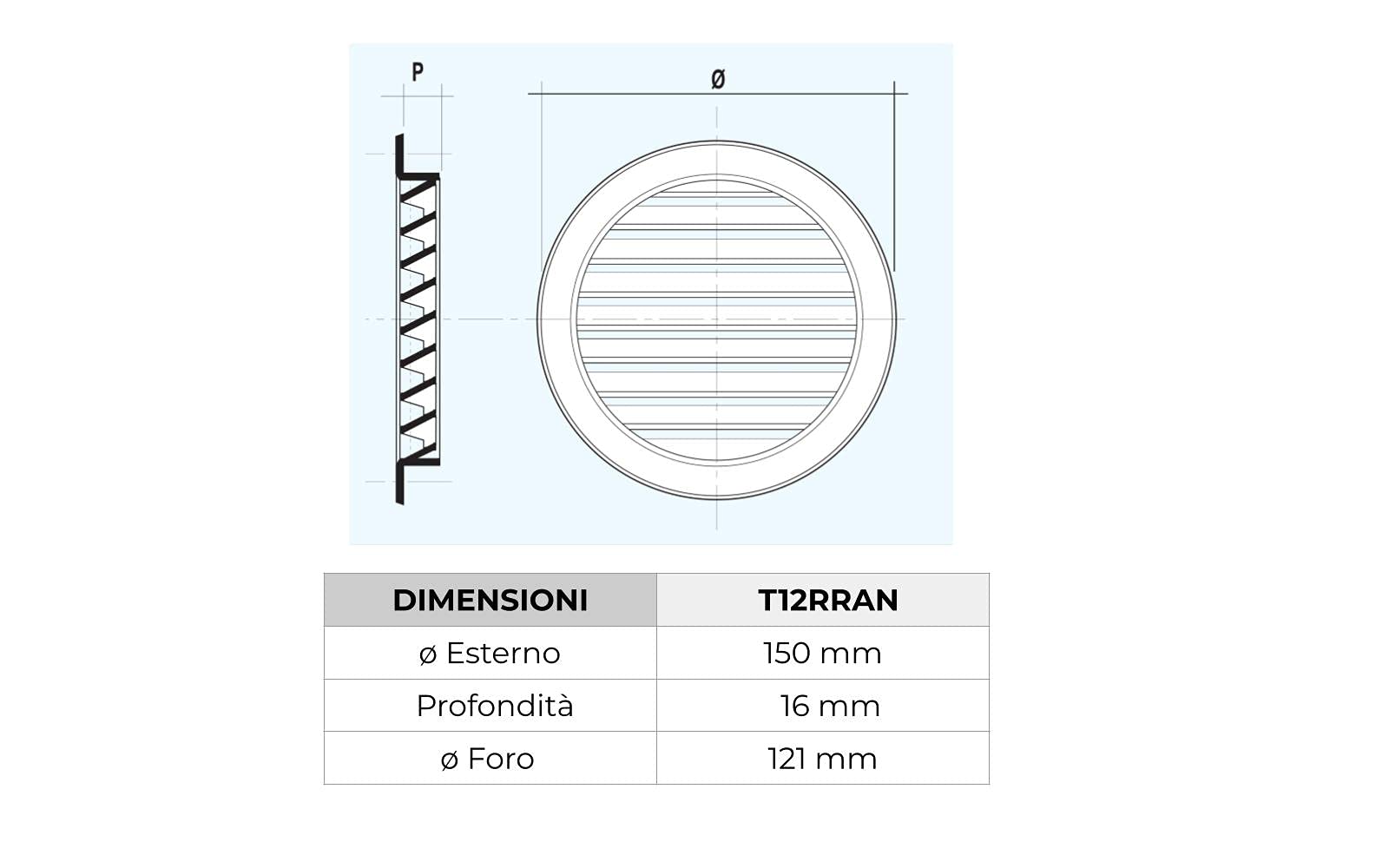 La Ventilazione TUR160RAN TUR160RAN-Y Grille De Ventilation En Plastique Avec Ressorts, Marron, 175 Mm, Effet Cuivré, ø175 Mm