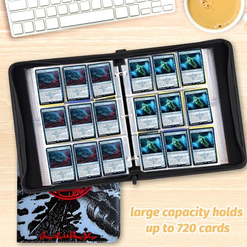 Image of 9 Pocket Card Binder, 720 Double Sided Pocket Trading Card Binder, Premium PU Card Collector Album,Card Folder for MTG /YGO /PTCG /Game Cards(Red)