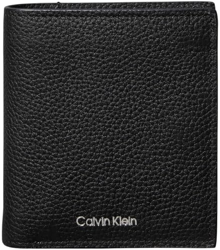 Calvin Klein Foil Emboss Slim Trifold w Card LV04D1063G Portefeuilles pour Homme Noir Taille Unique, Noir (Noir), Taille Unique