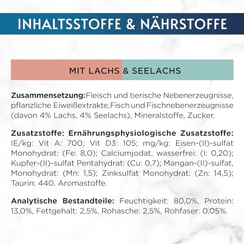 Gourmet Perle Duetto Katzenfutter nass, mit Lachs und Seelachs, 26er Pack (26 x 85g)