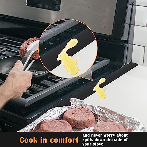 Image of KindGa Stove Gap Covers - 30 Inch Silicone Counter Gap Filler 2 Pack Black | 0.2-1 inch gap range seal spill between appliance, countertop, oven; Long stove counter gap cover, gas stove side gap covers