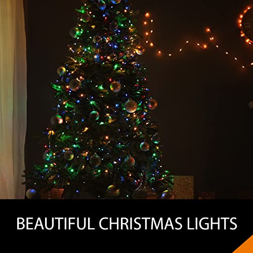 ANSIO® Christmas Lights 100 LED 10m/32ft Christmas Tree Lights for Indoor & Outdoor Multicolour Decorations Fairy String Lights for Xmas Garden Bedroom & Party | Mains Powered Green Cable - Image 7