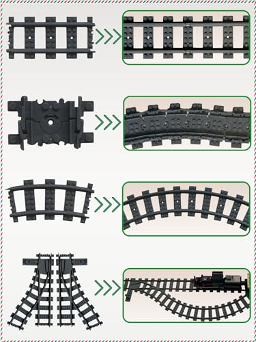Hapoyxm 40 PCS Building Blocks City Train Tracks Set, 4 Straight Rails, 2 Crossings, 14 Flexible, 20 Curved Rails - Image 2