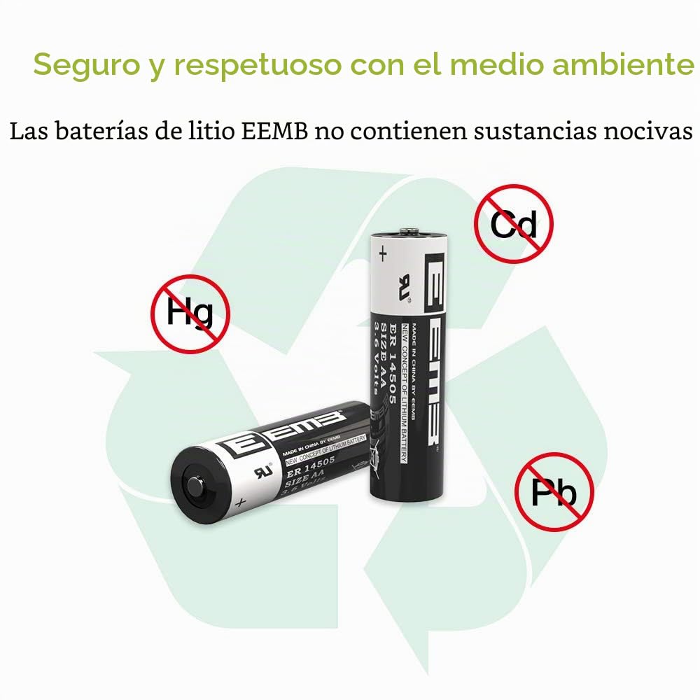 EEMB ER14505 3,6V Pilas Litio AA LS 1450O SB-AA11 Batería(20 Unidades) | Li-SOCL₂ SB-AA11 LS14500 TL-5903 SL-360 no recargable para sensor de puerta, agua, electricidad, gas, medidor PLC