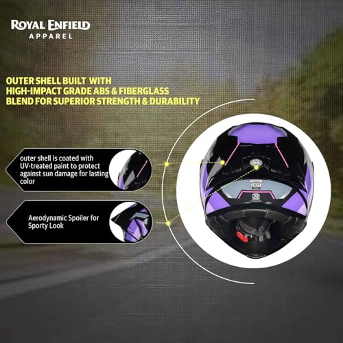Image of Royal Enfield Stealth MOD TECHBOX Modular Helmet | Certification: ISI & DOT | Shell Construction: High Impact Grade ABS & Fiberglass Composite | Weight: 1200 + /-50 | Purple M