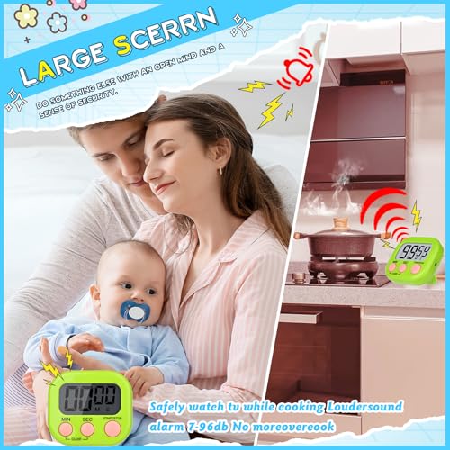 Mwellewm Digital Timers for Classroom Kids Kitchen Timers for Cooking 12 Pc - Image 3