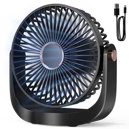 Imagen de DDHTSAL Ventilador de Mesa Portátil 3000mAh Ventilador Sobremesa Silencioso USB con Luz Nocturna