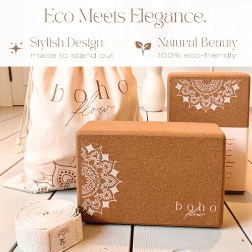 Cork Yoga Block 2 Pack with Strap & Bag | Premium Eco-Friendly Cork Bricks 9”x6”x3” | Heavy-Duty, Non-Slip & Durable Yoga Props | Plastic-Free, EVA-Free, Non-Toxic - Image 5