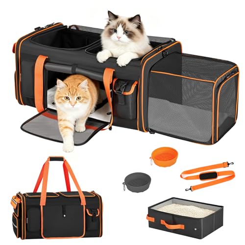 Cozyipet Expandable Cat Carrier for 2 Cats, Extra Large Soft-Sided Double Pet…