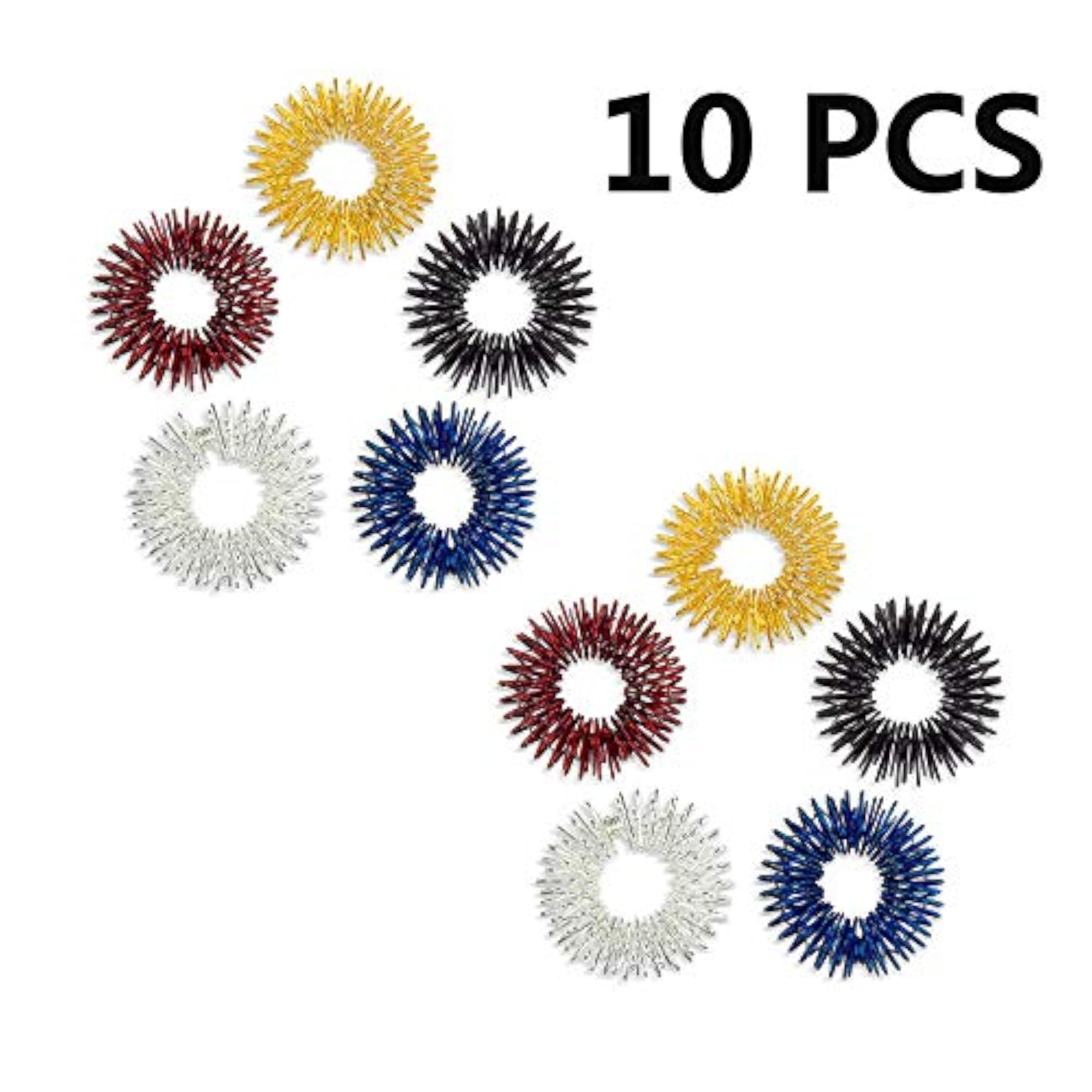 5pcs Acupressure Massage Rings Set (Gold/Silver/Black/Blue/Red)