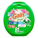 GAIN Flings Liquid Laundry Detergent Soap PODS, High Efficiency (HE), Spring Daydream Scent, 81 Coun