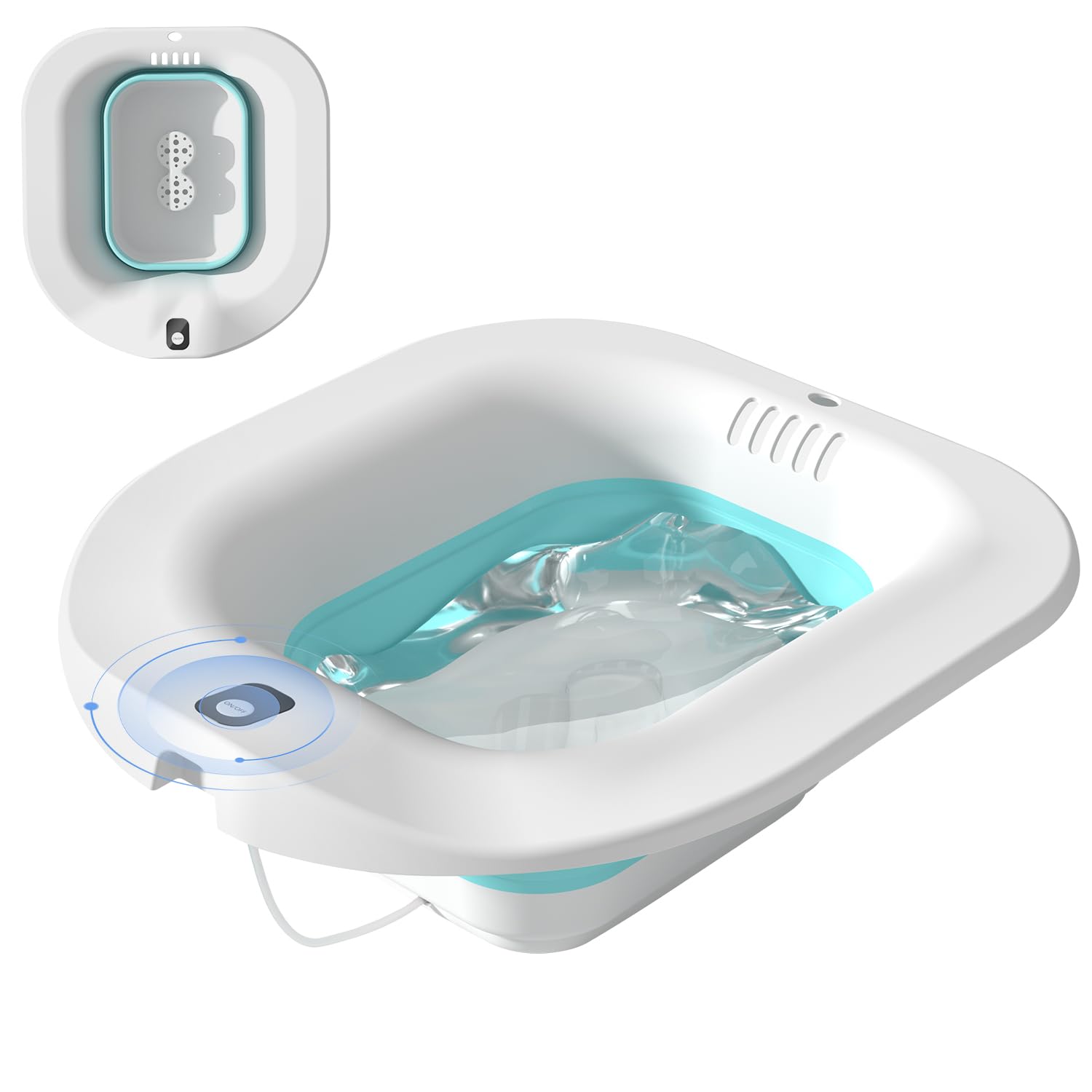 LOEXCARE Sitz Bath Tub for Adults, Electric Sitz Bath Tub for Fissure, Automatic Flushing Sitz Bath for Toilet Seat, Foldable Sitz Bath for Post Delivery, Hemorrhoids and Postpartum Care (Green)