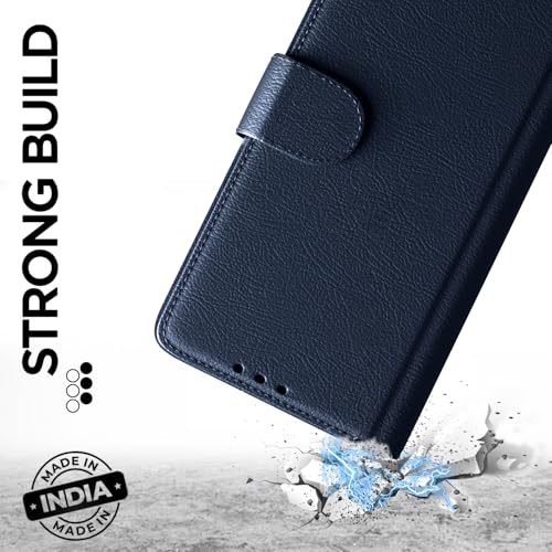 Image of Pikkme Flip Cover for Mi Redmi A7 Pro /Poco C85x 5G / C81 Leather Finish | Inside TPU with Card Pockets | Wallet Stand and Shock Proof | Complete Protection Flip Case (Blue)