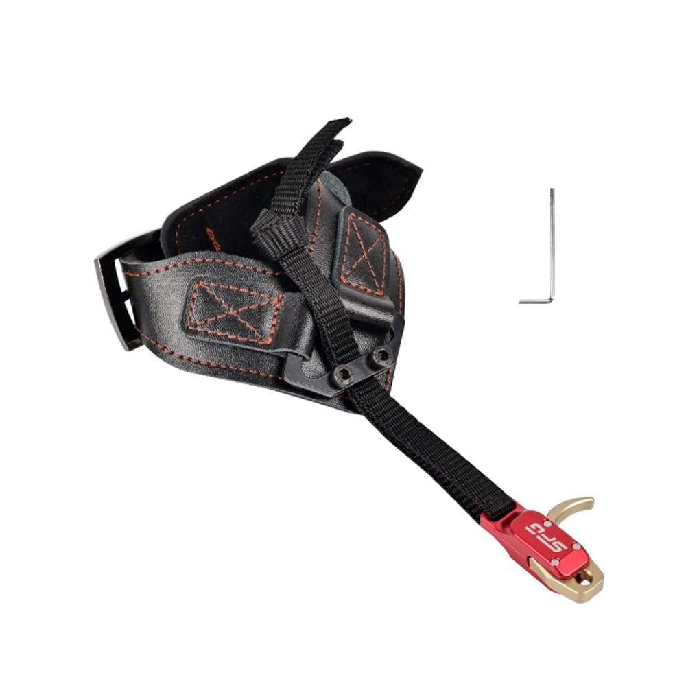Archery Compound Bow Release Aids Trigger, Leather Buckle Wrist Strap Release Aid