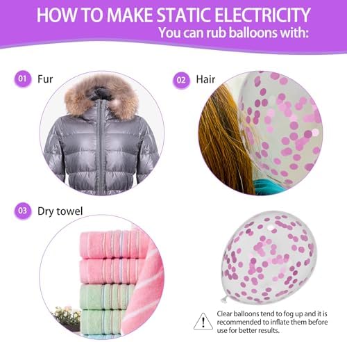 68Pcs Pink and Purple Balloons 12 Inch Metallic Purple Pink Latex Balloon Confetti ballons with Ribbons Party Balloons for Wedding Girls Birthday Baby Shower Decorations. - View 7