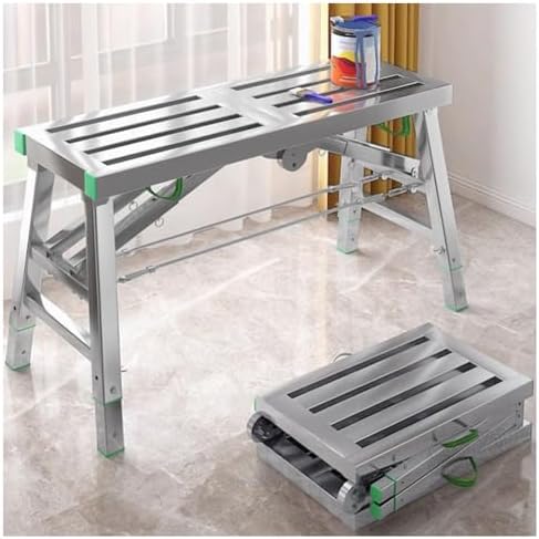 Heavy-Duty Folding Scaffolding Ladder - Portable Steel Work Platform for Stairs, 770 lbs Capacity, Versatile Home Engineering Workbench (140x30cm)