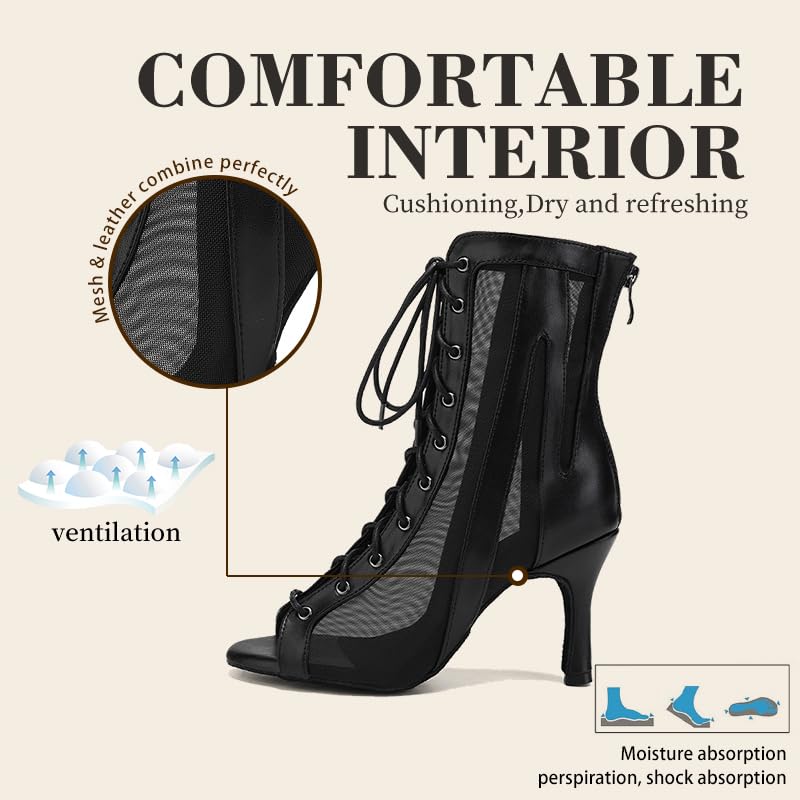 Women's Ballroom Latin Salsa Dance Shoes Lace-up Open-Toe Dancing Shoes,QJW72353