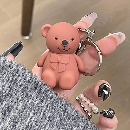 6 Color Cute Bear Matte Lip Mud Velvet Grey Pink Keychain Lipstick Waterproof|Long Lasting Lip Glaze Cosmetics Portable Lip Gloss Lip Stain Gloss Makeup Set For Women (6Pc) #TOP5