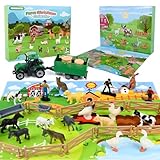 Photo Gallery hermorryss calendario avvento 2025 bambini, calendario dell avvento della fattoria, set figurine animali fattoria di plastica con recinzioni, giochi educativo regalo per bambini ragazzi ragazze