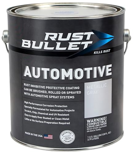 RUST BULLET Automotive - Metallic Gray - 1 Gallon - Rust Inhibitor & Protective Coating for Cars, Trucks, & Metal Surfaces, UV Resistant, No Topcoat Needed