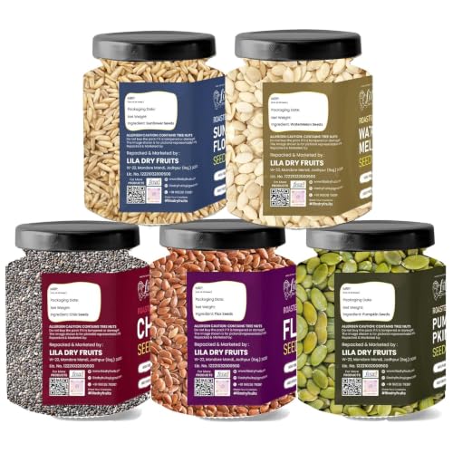 Image of LILA DRY FRUITS Roasted Seed Chia Flax Pumpkin Sunflower Watermelon 200g x5