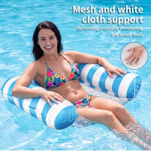 Image of Adult Pool Floats 2 Pack, Inflatable Pool Hammock with 30mm PVC Tubes | High Buoyancy 4-in-1 Water Hammock, Double-Layer Mesh Seat, Heat-Pressed Design for Pool, Beach, Lake & Vacation