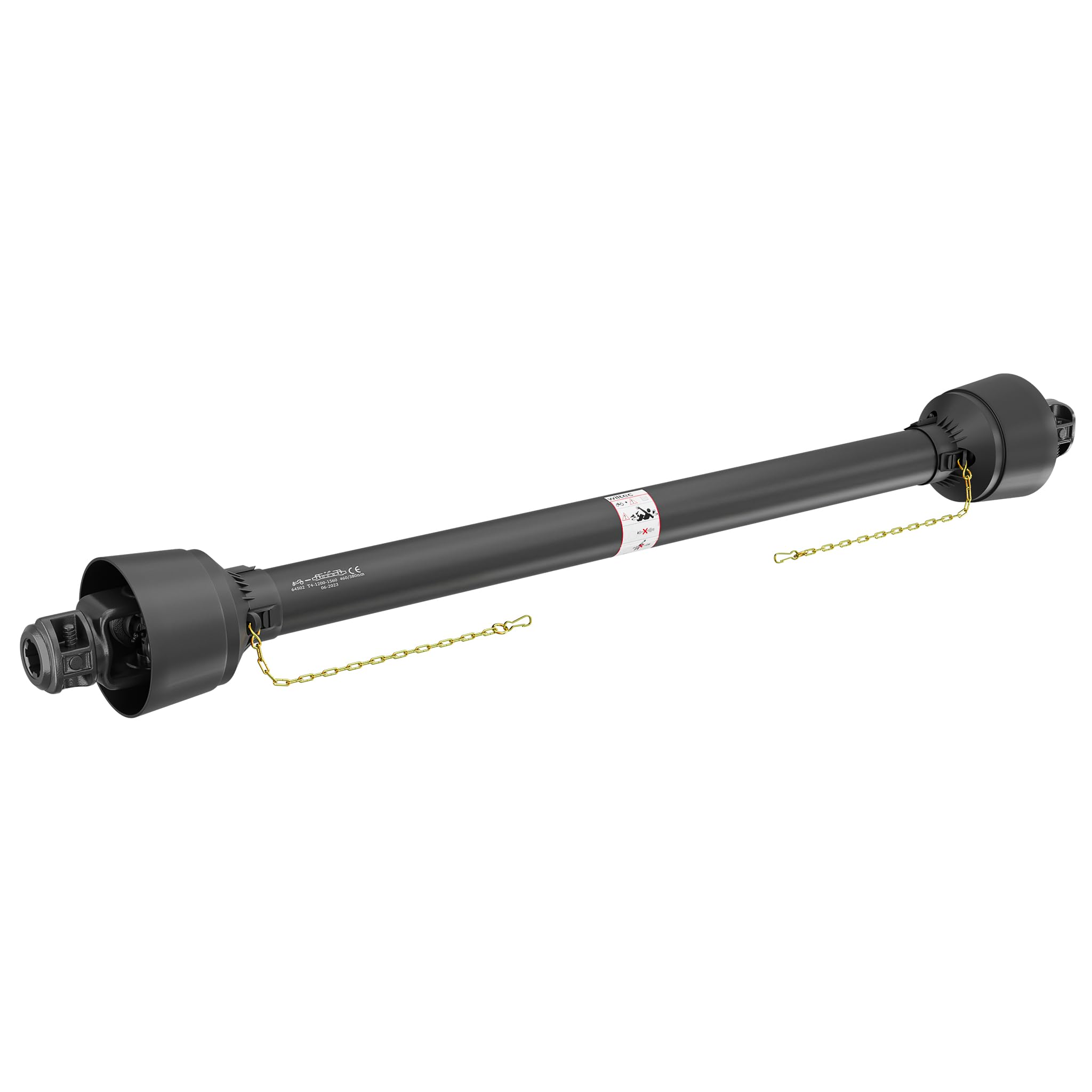 WilTec Arbre Transmission T4 cardan - Longueur 1200-1320 mm / 2X 1 3/8" 6 Dents / 460 Nm / 540 TR/Min / 40 KW (55 CV) - Prise de Force agricole