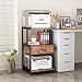 NEWSENDY Mobile Printer Stand 3 Tier Printer Cart with Storage and Drawer Rolling Filing Cabinet Versatile Design for Home and Office (Rustic Brown,31.5in)
