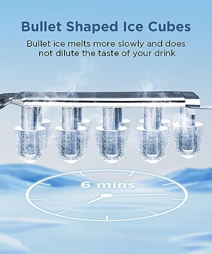 Image of COWSAR Ice Maker Countertop, Portable Ice Machine with Self-Cleaning, 26.5lbs /24Hrs, 9 Bullet Ice Cubes in 6 Mins, Ice Basket and Scoop, Ideal for Home, Kitchen, Bar, Camping