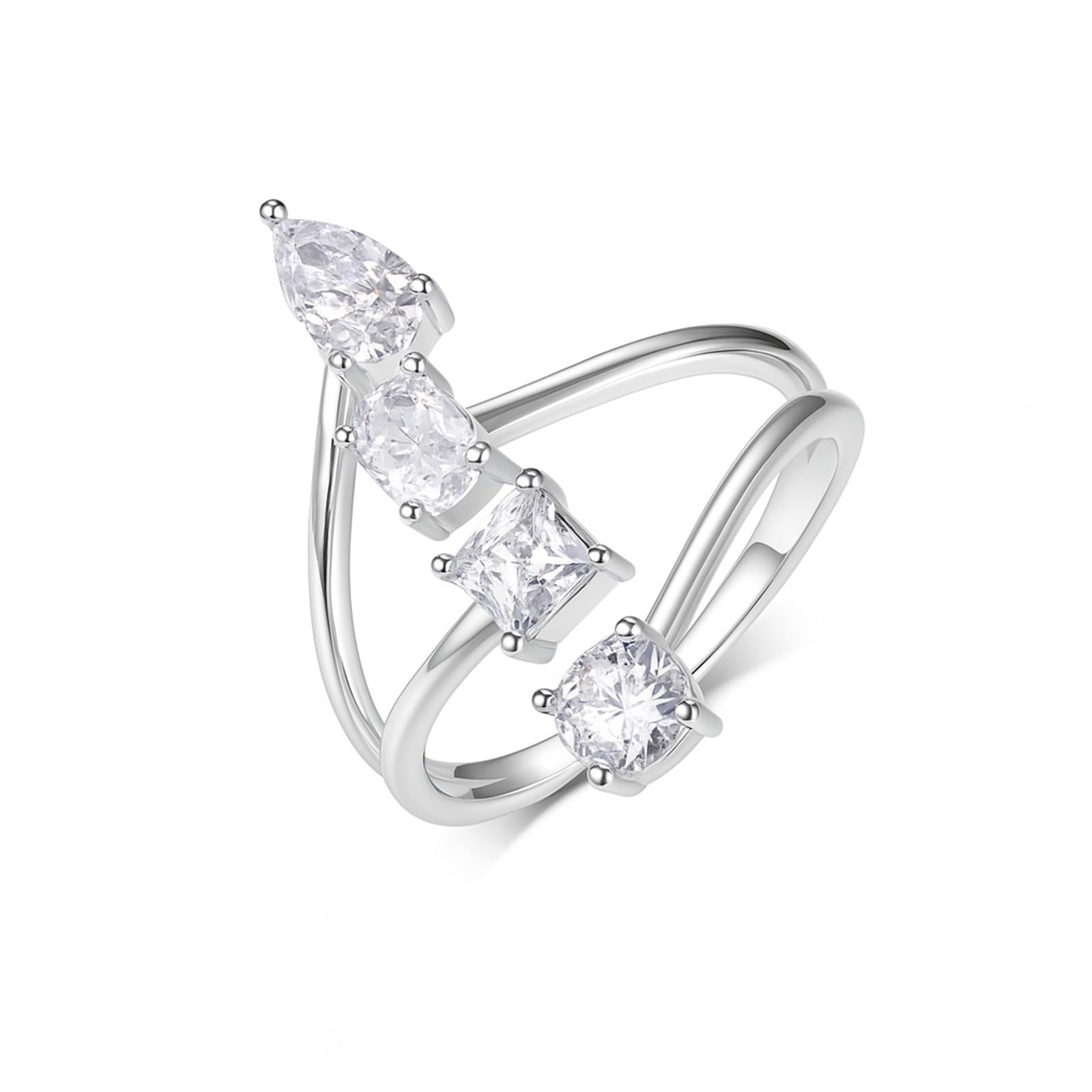 Anillo de oro auténtico con moissanite para mujer, anillo de boda, oro blanco, anillos de compromiso únicos, anillos de compromiso de oro