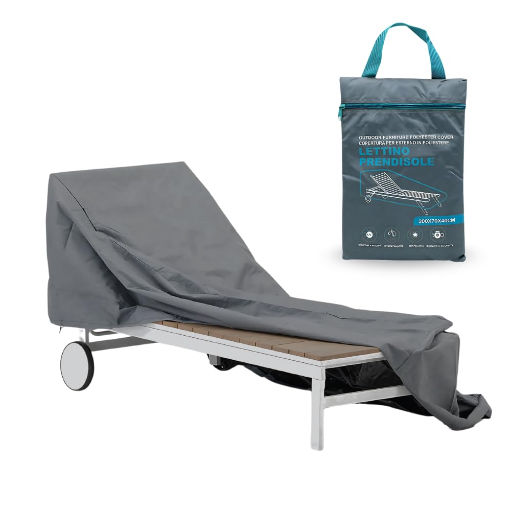 Paluplus 2 Coperture Protettive per Lettini Grigie, Misura 200x70x40 cm, Tessuto Impermeabile 210D, Telo con Sacca e Laccetto, Protezione da Polvere, Pioggia, Raggi UV -7996C-1