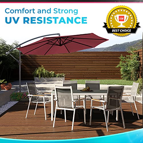 Sunlax Patio Offset Umbrella, 10Ft Cantilever Hanging Maroon Umbrella Outdoor Standing Market Umbrellas For Balcony Deck Patio Shade #TOP1